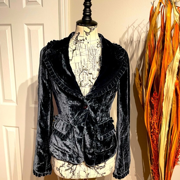 Vintage y2k Velvet Whimsgoth Fit Flare Ruffle Victorian Steampunk Costume Rave - Picture 1 of 6